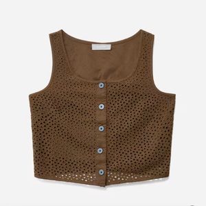Everlane Eyelet Tank Walnut size 2